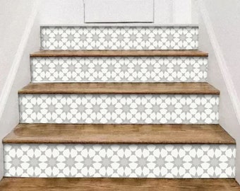 Pacific Grey Peel & Stick Stair Riser Decal–Extra Long 49" | Water resistant Vinyl Strip |Self-Adhesive, Removable, DIY Stair | Easy to Trim