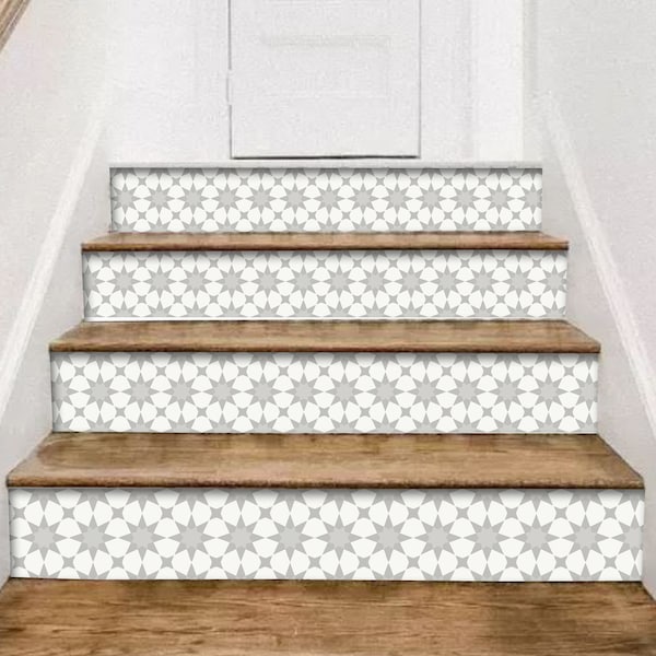 Pacific Grey Peel & Stick Stair Riser Decal–Extra Long 49" | Water resistant Vinyl Strip |Self-Adhesive, Removable, DIY Stair | Easy to Trim