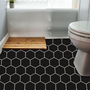 Hex Black Kitchen bathroom Backsplash Floor Panel Wall Tile Surface for Kitchen Bathroom Removable Water proof Heat Resistant