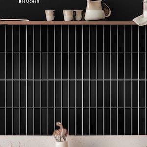 Lyon Black Kitkat Tile Wall Floor Removable and Self-Adhesive Vinyl Stickers for Kitchen Bathroom Backsplash - Just Peel & Stick Home Decor