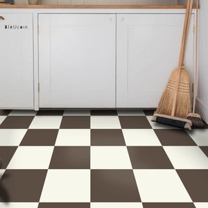 Brunette & Off White Checker Vinyl Tile Sticker Floor Decals-Removable Repositionable AntiSlip finish option(520 microns)Perfect for Renter