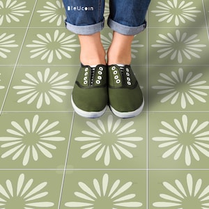 Pithora Olivine Peel & Stick Floor Tile Sticker Removable Anti-Slip Vinyl Decals for Kitchen, Bath, Home | DIY Renter-Friendly Customizable