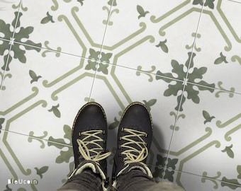 Prescott Olive Vinyl Floor Tile Stickers | Floor Decals -Removable & Repositionable Anti-Slip finish option (500 microns)Perfect for Renter