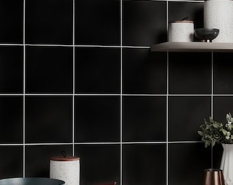 Black Peel & Stick Tile Wall Stair Floor Self Adhesive Vinyl Sticker ,Kitchen Bathroom Backsplash Carrelage Decal Home decor DIY