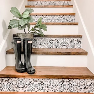 Amalfi Peel & Stick Stair Riser Decal–Extra Long 49&quot; | Water resistant Vinyl Strip | Self-Adhesive, Removable, DIY Stair | Easy to Trim