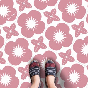 Sakura Rose Vinyl Floor Tile Stickers | Floor Decals-Removable & Repositionable Anti-Slip finish option(500 microns)Perfect for Renter