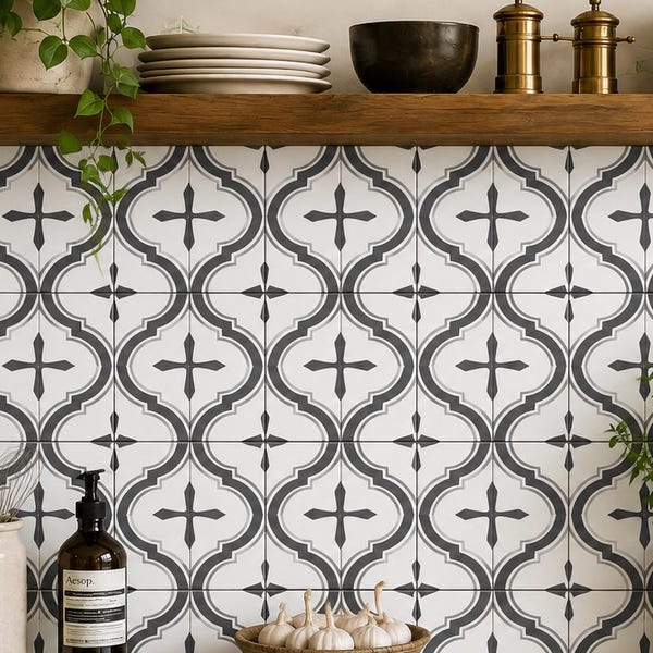 Scandinavian Grey Dust Peel & Stick Tile Stickers for Kitchen Bathroom Backsplash Tile Wall Stair Floor Removable Renter friendly WaterProof
