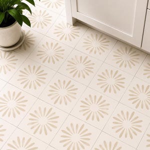 Pithora Beige Abziehbarer und aufklebbarer Bodenfliesenaufkleber I Abnehmbare Anti-Rutsch-Vinyl-Aufkleber für Küche, Bad, Zuhause | Mieterfr