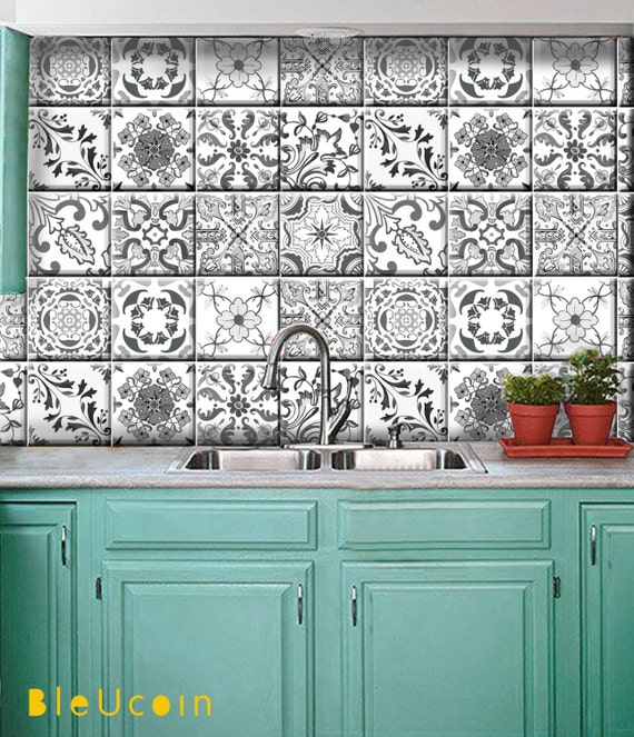 WALL TILE STICKERS Self-adhesive Portuguese Backsplash Stair 