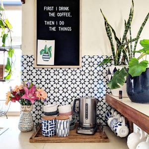6&quot; x 6&quot; - 44 pcs Pacific Black Peel and Stick Tile Stickers Kitchen Bathroom Backsplash Floor Removable Decal