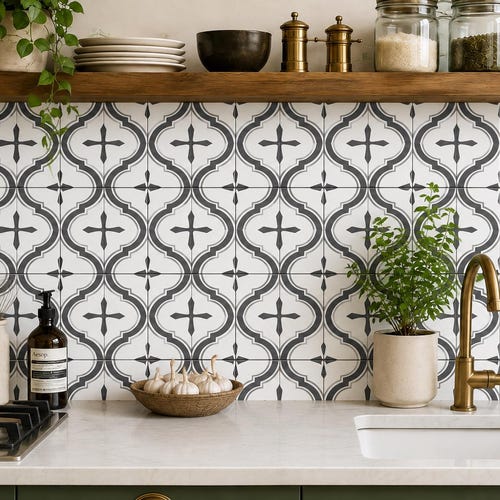Scandinavian Grey Dust Peel & Stick Tile Stickers for Kitchen Bathroom Backsplash Tile Wall Stair Floor Removable Renter friendly WaterProof