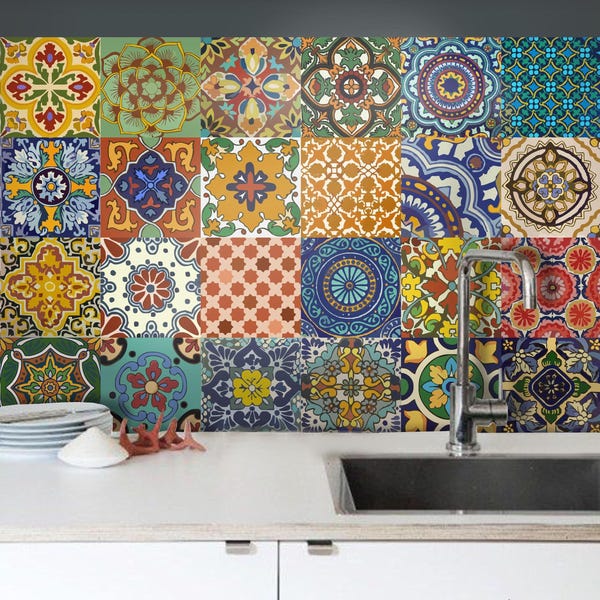 Mexican Talavera – Peel and Stick Tile Stickers | Colorful Hacienda Wall, Stair & Backsplash Décor