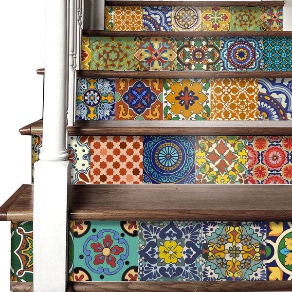 Mexican Stair Riser Vinyl strips Self Adhesive Waterproof Removable sticker | Just Peel & Stick - 49" (124 cm) length