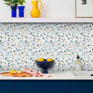 Terrazzo Tile Wall Stair Floor Self Adhesive Vinyl Stickers, Kitchen Bathroom Backsplash Carrelage Decal, Peel & Stick Home Decor