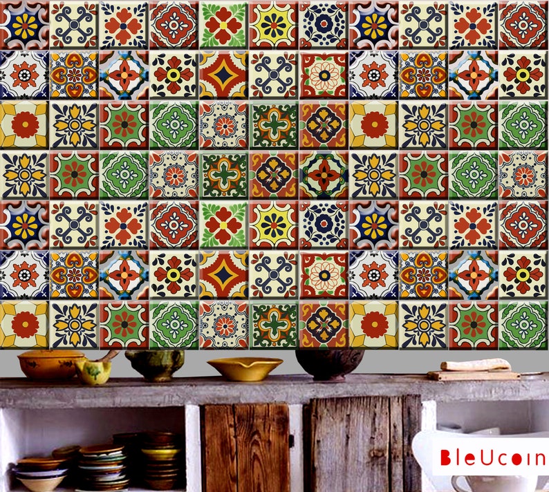 Southwestern Folk Tile/ Wall Decal for Kitchen Bathroom Etsy