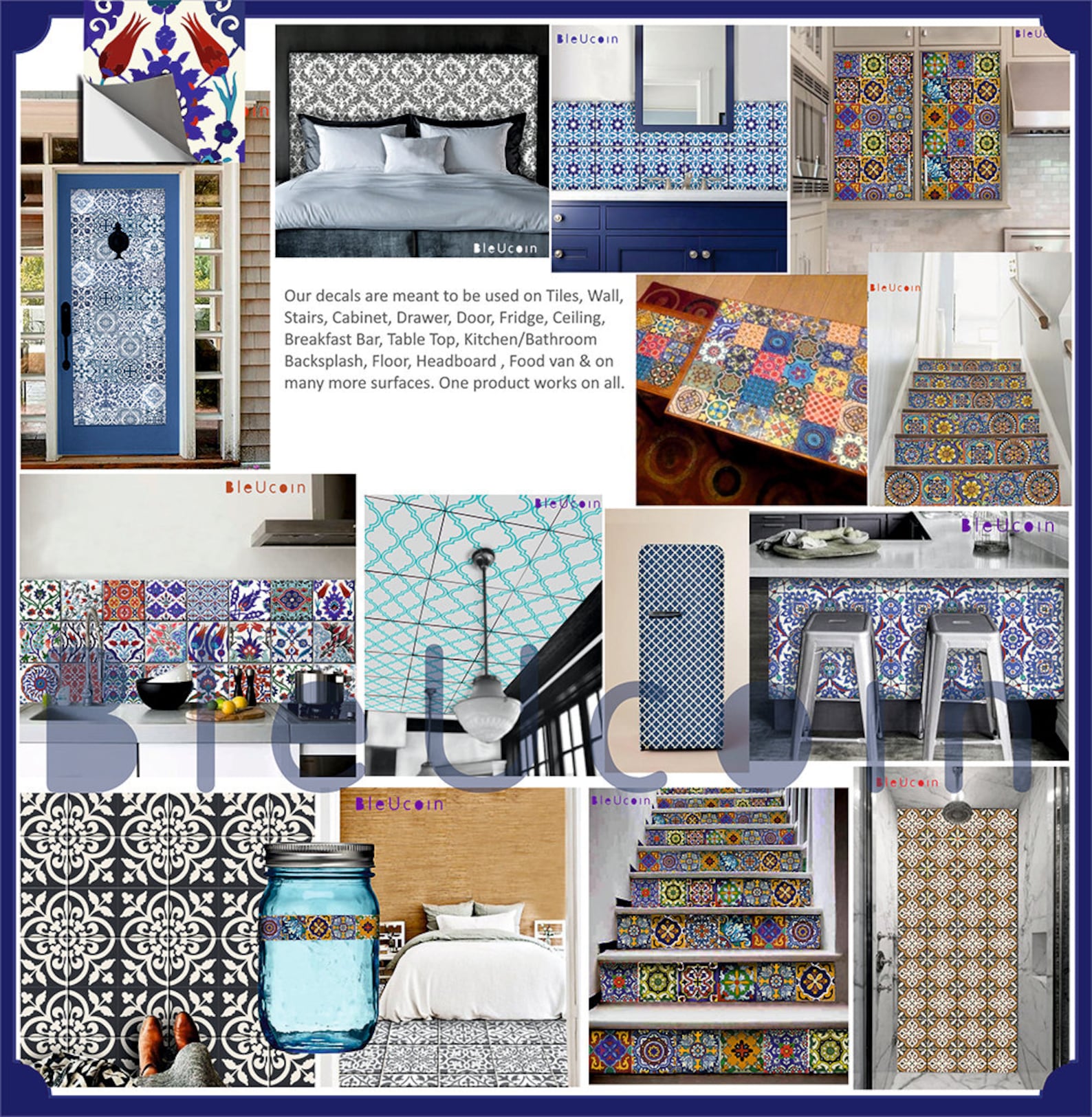 Kitchen/Bathroom Indian Jaipur Blue pottery Tile/ Wall/ Floor Etsy