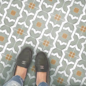 Casa Olive Peel & Stick Floor Tile Sticker I Removable Anti-Slip Vinyl Decals for Kitchen, Bath, Home | DIY Renter-Friendly | Customizable