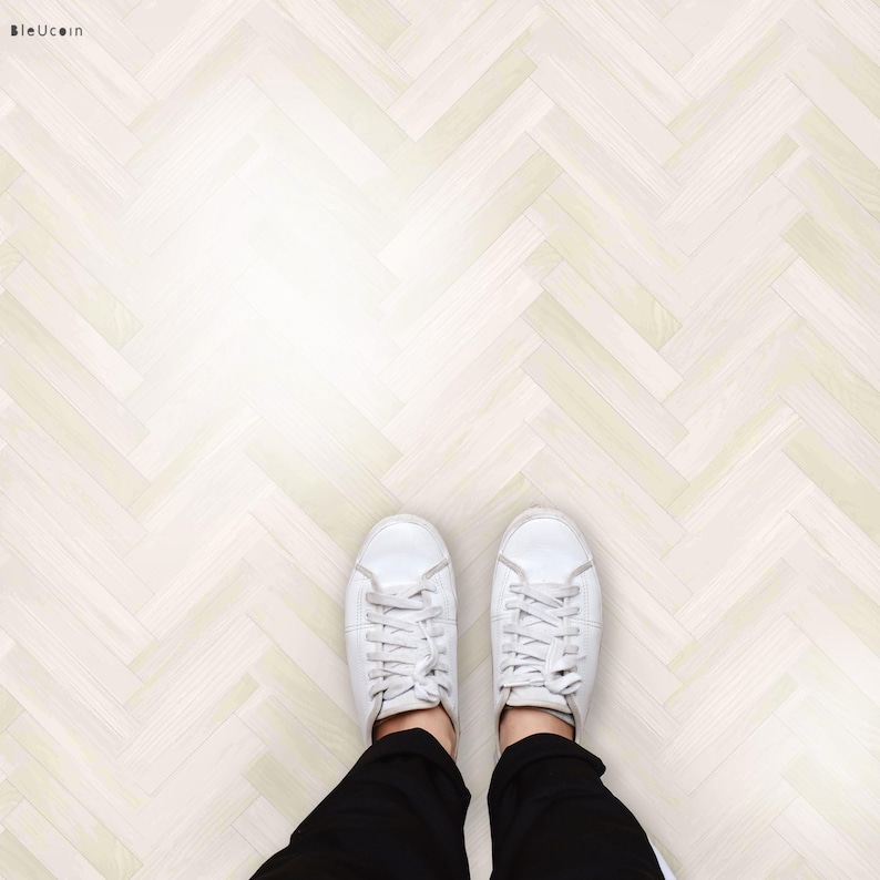 Wooden Herringbone Peel & Stick Floor Tile Sticker Removable Anti-slip ...