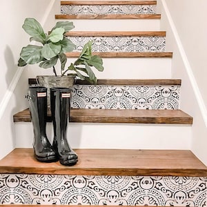 Stair Riser Decal, Peel and Stick Vinyl with Edwardian Design