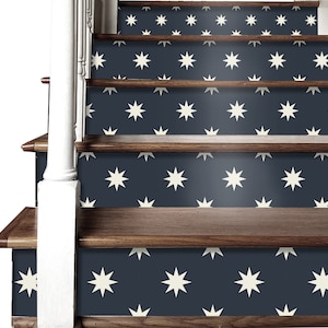 Derby Blue Peel & Stick Stair Riser Decal–Extra Long 49" | Water resistant Vinyl Strip | Self-Adhesive, Removable, DIY Stair | Easy to Trim