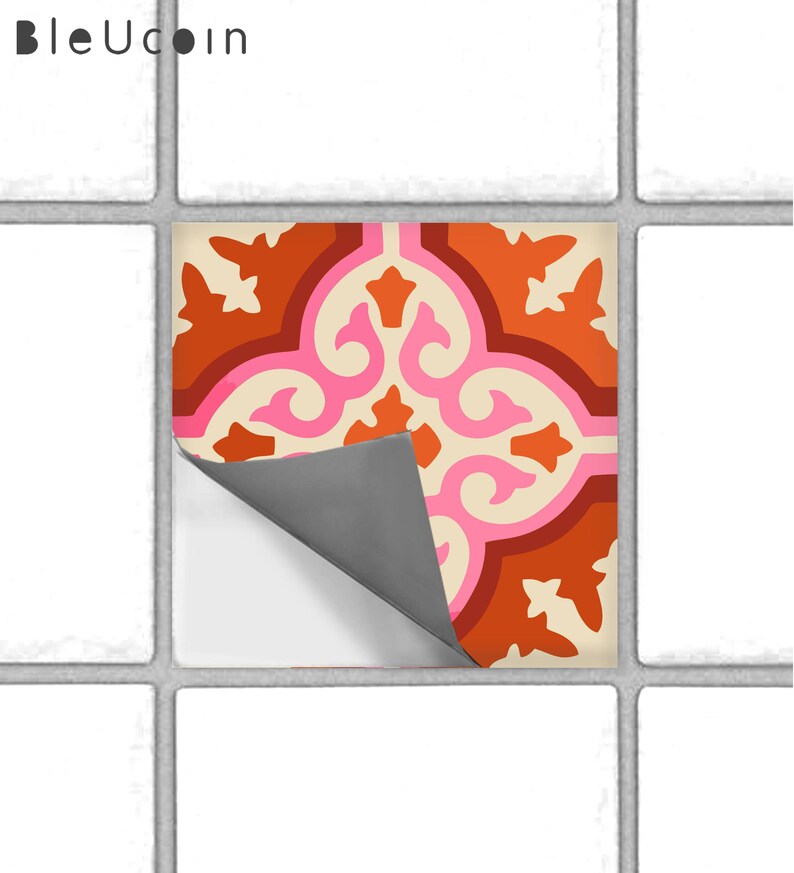 Tile/Wall decal Moroccan Pattern in Burnt Orange & Salmon Etsy