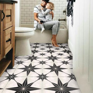 Positano Peel & Stick Floor Tile Sticker I Removable Anti-Slip Vinyl Decals for Kitchen, Bath, Home | DIY Renter-Friendly | Customizable