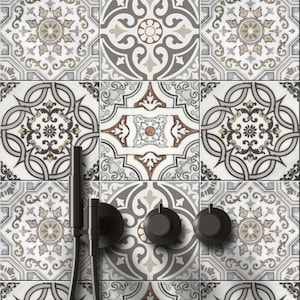 Art Deco Peel & Stick Tile Stickers  Kitchen Bathroom Backsplash Floor Stair Water Resistant Removable Decals, DIY Vinyl Renters Home Décor