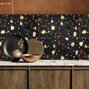 Taipei Terrazzo Peel and Stick Tile Stickers Kitchen Bathroom Backsplash Floor Stair Water Resistant Decals, DIY Vinyl Renter Home Décor