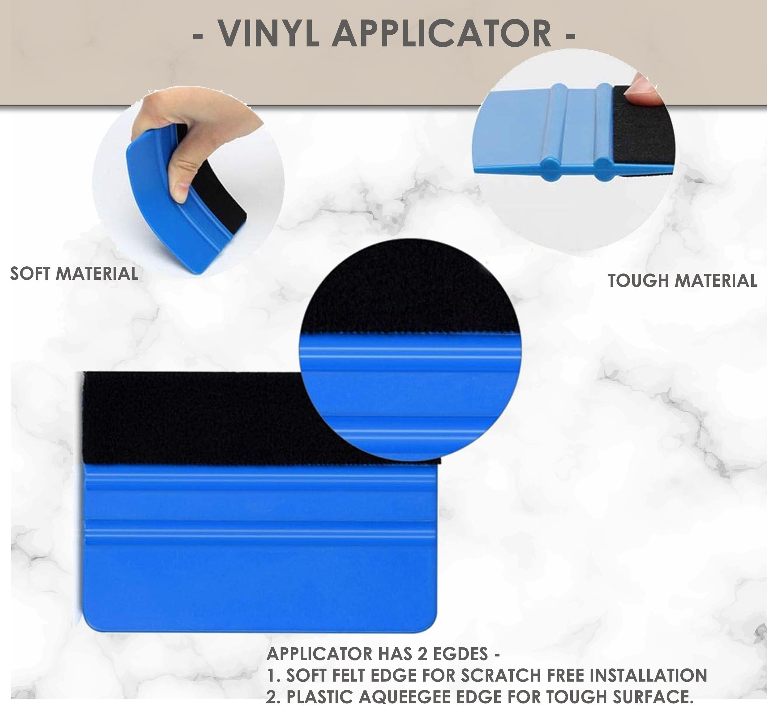 Blue Plastic Felt Squeegee, Decal Squeegee Remove Bubbles for Car Vinyl Film Sticker Graphics and Wallpaper, Vinyl Scraper for Craft Vinyl Lettering