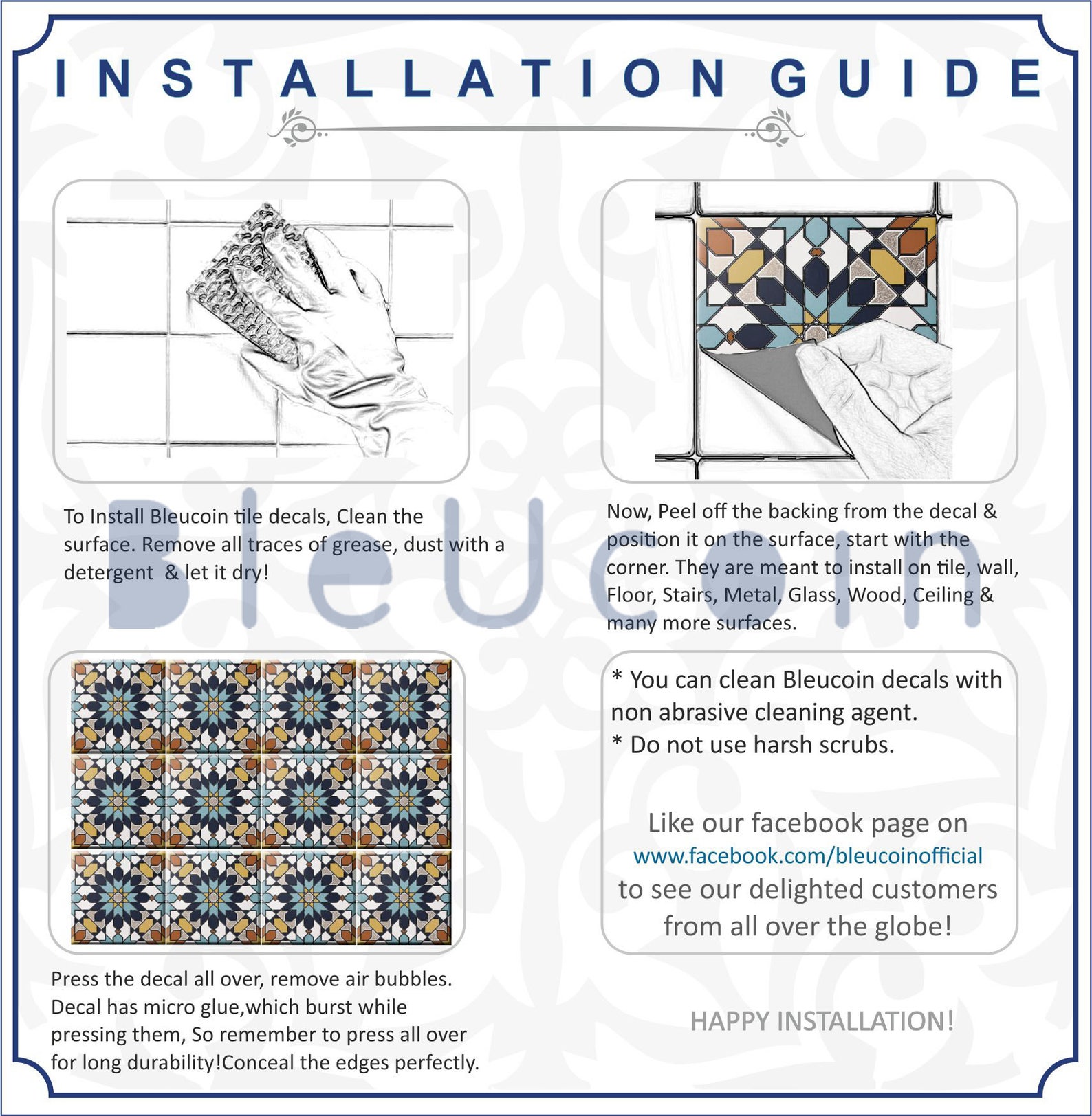 Tile/wall removable Tile decal for kitchen /bathroom/ floor Etsy