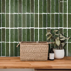 Mizzle Green Subway Peel & Stick Tile Sticker for Kitchen Bathroom Laundry Floor Easy Removable Home Decor Water Resistant Customizable