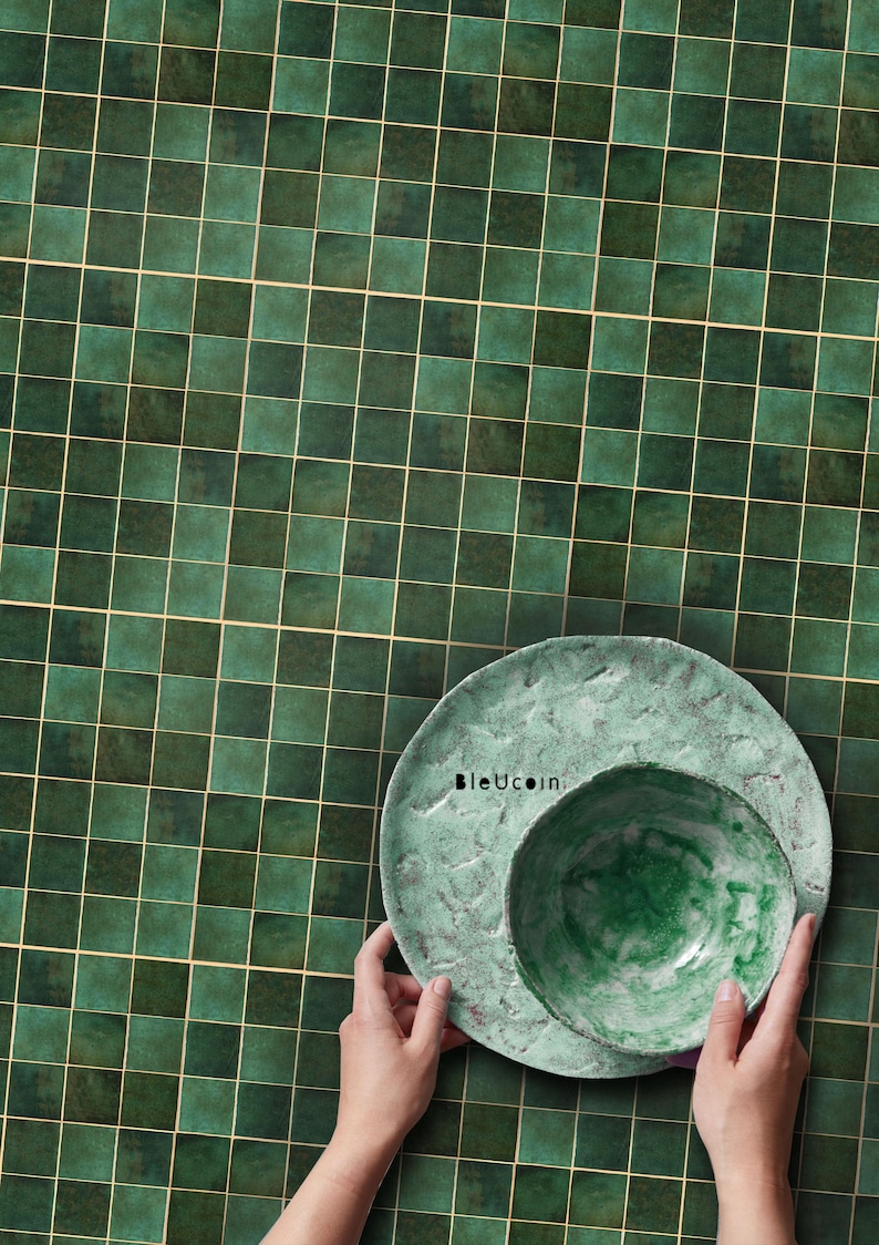 Mage Green Mosaic Tile Wall Stair Floor Self Adhesive Vinyl Stickers ...