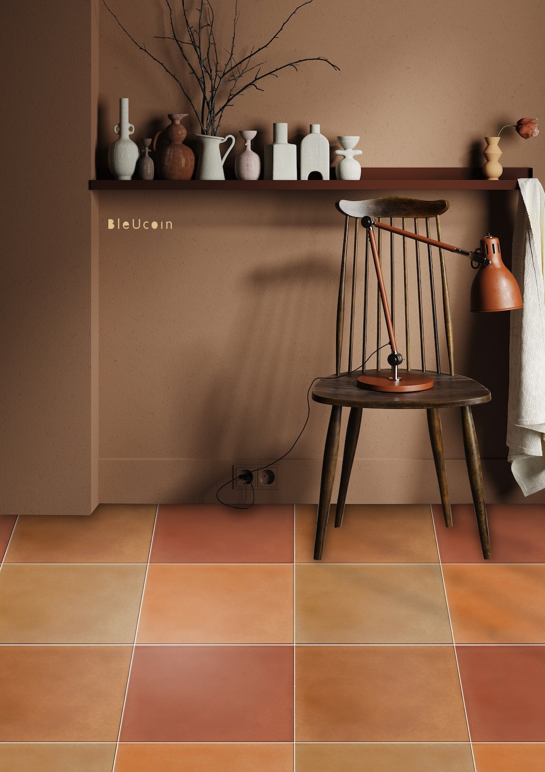 Baked Terracotta Vinyl Floor Tile Stickers Floor Decals Removable With
