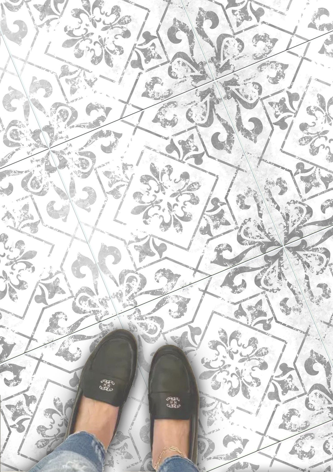 Waterford Ash Vinyl Floor Tile Stickers Floor Decalsremovable