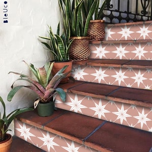 Positano Rosewood Peel & Stick Stair Riser Decal–Extra Long 49",Water resistant Vinyl Strip ,Self-Adhesive, Removable,DIY Stair,Easy to Trim