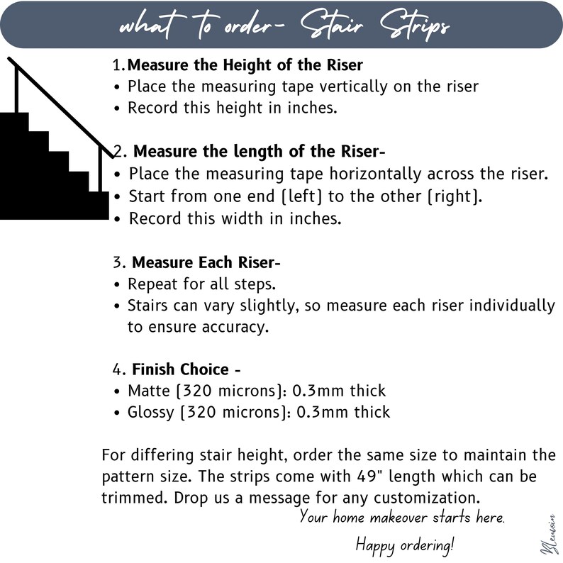 Good Measure Riser Sunrise Diamond Peel & Stick Stair Riser Decal–extra Long 49