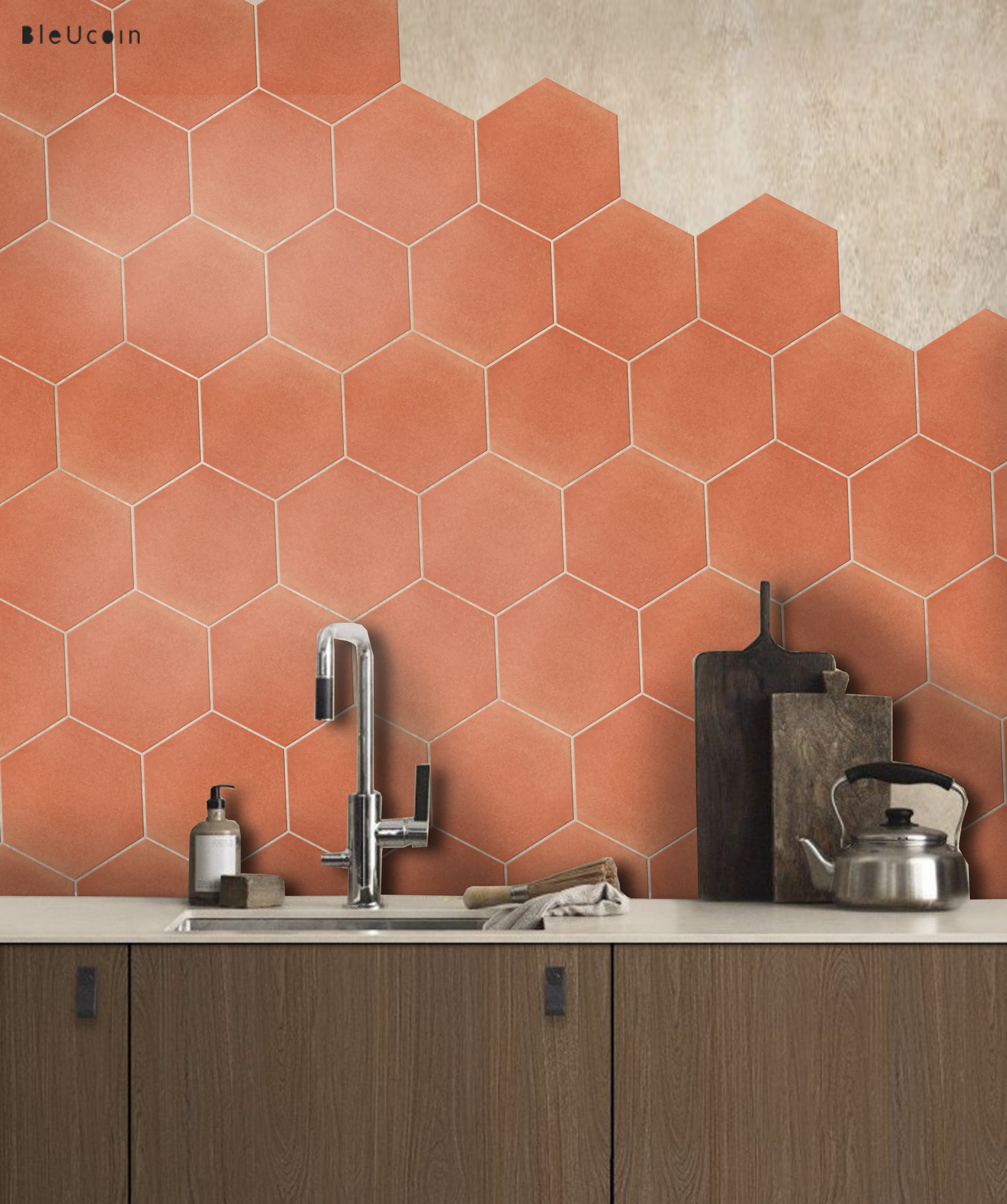 Ginger Hexagon Tile Wall Floor Self Adhesive Vinyl Stickers,kitchen Bathroom  Backsplash Carrelage Decal, Peel & Stick Home Decor 