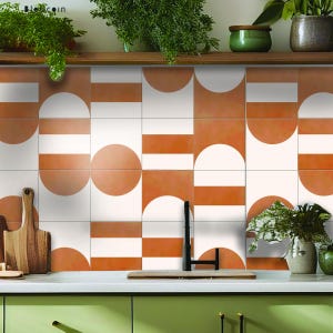 Mid Mod Peel and Stick Tile Decal Kitchen Bathroom Backsplash Floor Stair Water Resistant Removable Decals, DIY Vinyl Renters Home Décor