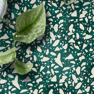 Adesivo per piastrelle da pavimento "Terrazzo Fern" staccabile e attaccabile | Decalcomanie in vinile antiscivolo rimovibili per cucina, bag