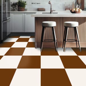 Pecan and Off White Checker Peel & Stick Tile Sticker Kitchen Bathroom Backsplash Floor Stair Water Resistant Removable Decals, DIY Renters