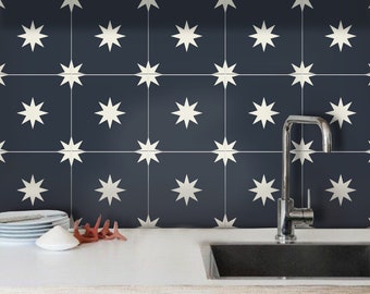 Derby Blue Tile Wall Stair Floor Self Adhesive Vinyl Stickers,Kitchen Bathroom Backsplash Carrelage Decal, Peel & Stick Home Decor