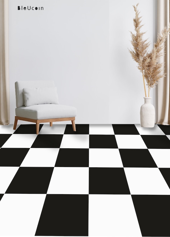 Black & White Checker Solid Tile Wall Stair Floor Self Adhesive Vinyl  Sticker,kitchen Bathroom Backsplash Carrelage Decal, Peel and Stick 