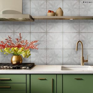 Amalfi Light Grey Tile Wall Stair Floor Self Adhesive Vinyl Stickers, Kitchen Bathroom Backsplash Carrelage Decal, Peel & Stick Home Decor