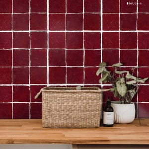 Oxblood Mosaic Kitchen Bathroom Tile/Wall Vinyl Sticker, Removable DIY Home Decor for Renters