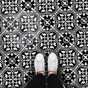 Kasba Peel & Stick Floor Tile Sticker I Removable Anti-Slip Vinyl Decals for Kitchen, Bath, Home | DIY Renter-Friendly | Customizable