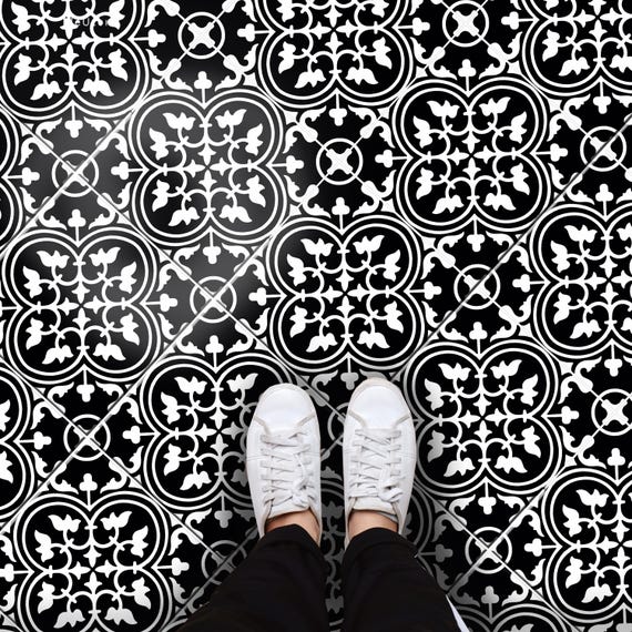 Kasba Peel & Stick Floor Tile Sticker I Removable Anti-Slip Vinyl Decals for Kitchen, Bath, Home | DIY Renter-Friendly | Customizable