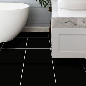 Black Peel & Stick Tile Wall Stair Floor Self Adhesive Vinyl Sticker ...