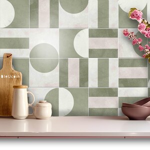 Mid Mod Pine Peel and Stick Tile Decal Kitchen Bathroom Backsplash Floor Stair Water Resistant Removable Decals,DIY Vinyl Renters Home Décor