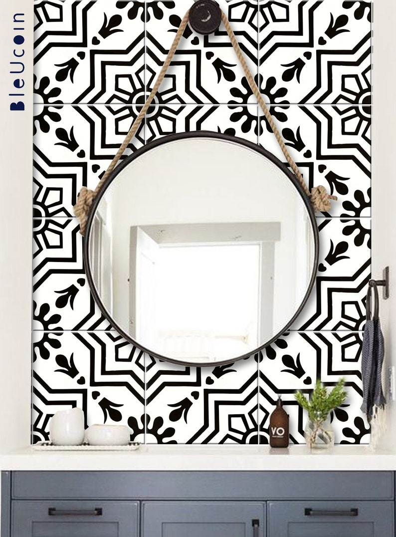 Antalya Black Peel  Stick Tile Stickers Kitchen Bathroom Backsp