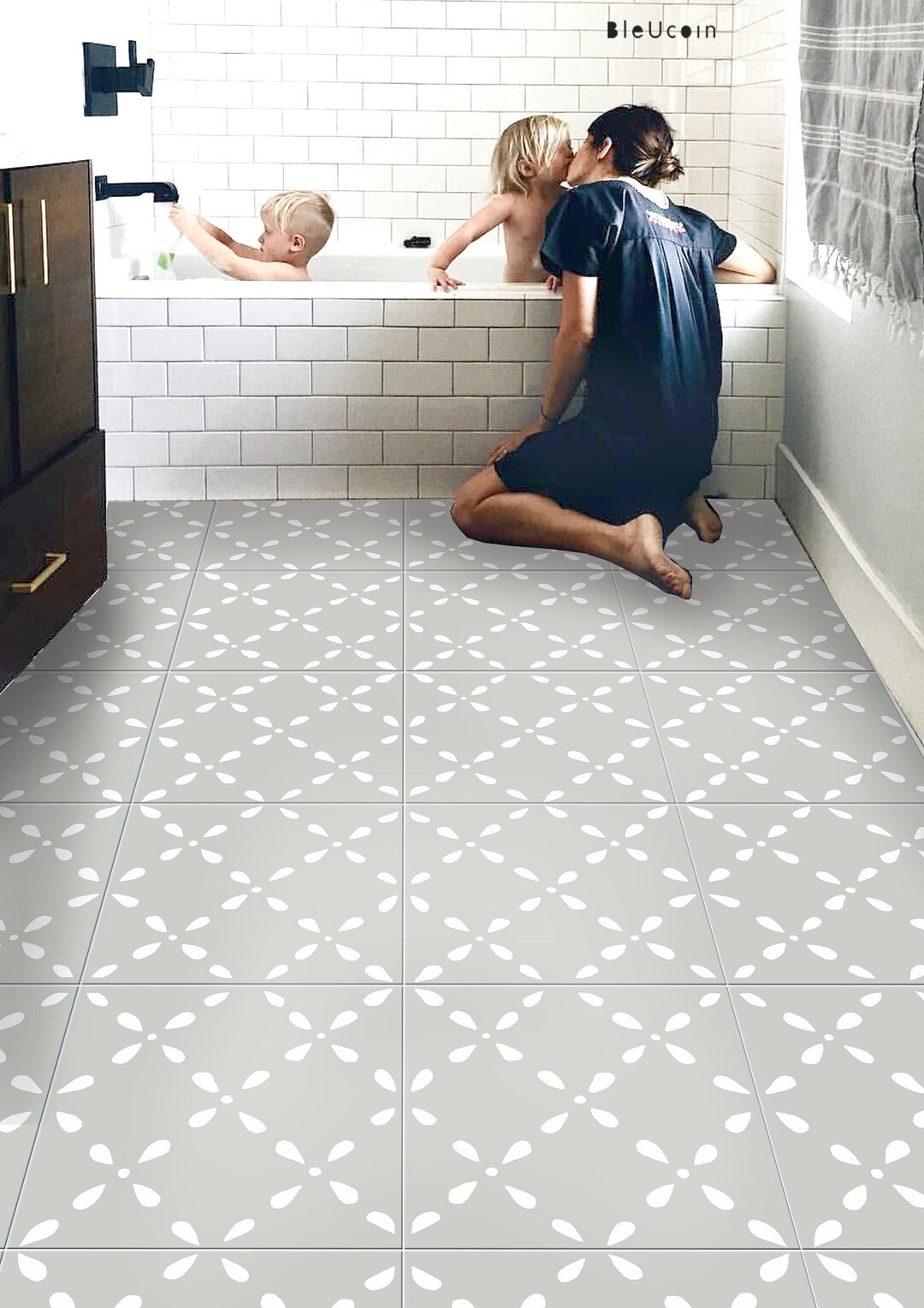 Yokohama Chalk Paint Vinyl Floor Tile Stickers Floor Decals Removable